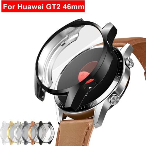 TPU Protection Case For Huawei Watch GT 2 46mm Cover Soft Plated Full Coverage Screen Protector Shell Bumper For Huawei GT2 Case