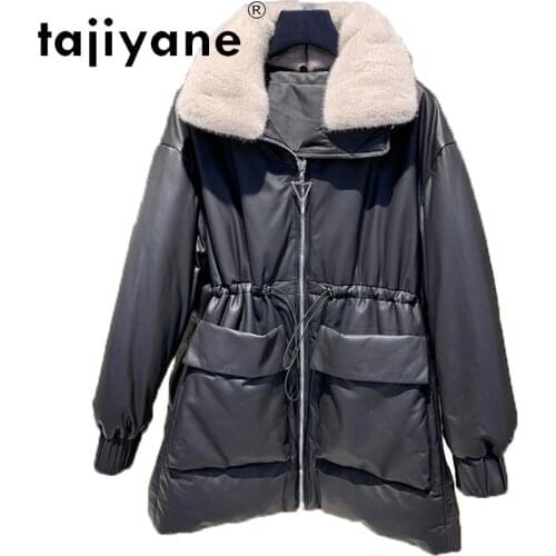 Tajiyane Genuine Leather Clothes for Women White Duck Down Coat Woman Natural Mink Fur Collar Sheepskin Parkas Ropa Mujer TN1326