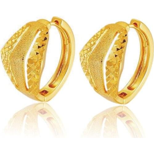 MxGxFam Good Quality Yellow Gold Color 24 k EMBROIDERY Hoop Earrings For Women Fashion Jewelry