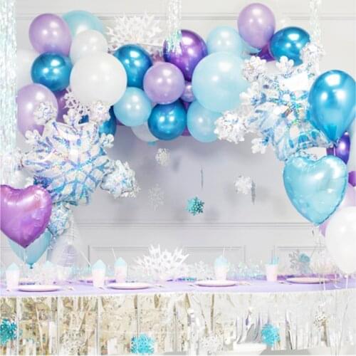1set Princess Party latex Balloon Christmas Snowflake Balloon Baby Shower Birthday Party Decoration Girl Kids Wedding Supplies