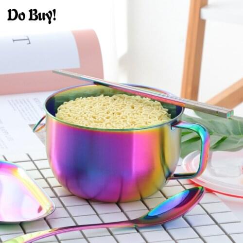 1 Pcs Noodle Bowl Tableware Noodles With Handle Ring Rice Soup Bowl Instant Noodle Bowl Stainless Steel Household Utensils