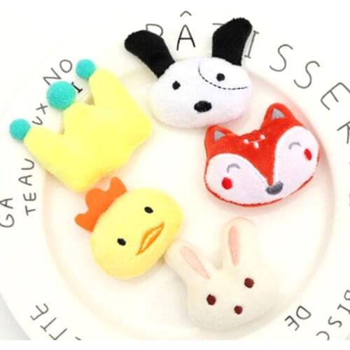 10pcs/lot Cartoon Plush Fabric Patches Animal Head Padded Appliques DIY Headwear Clothes Accessories DIY Handmade Patches