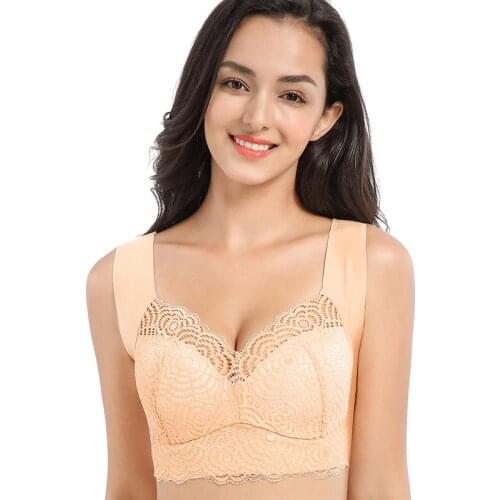 2021 new Bra For Women Seamless Plus Size Bras With Gathers Pad Lace Comfortable Bralette Push Up Brassiere Bra Vest Wireless