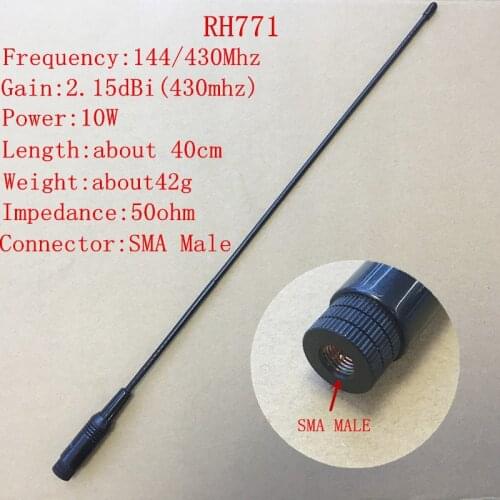 2X RH771 Sma Male UHF VHF dual band 144/430mhz antenna for YAESU Vertex standard Linton,Tonfa Walkie Talkie 2pcs/lot