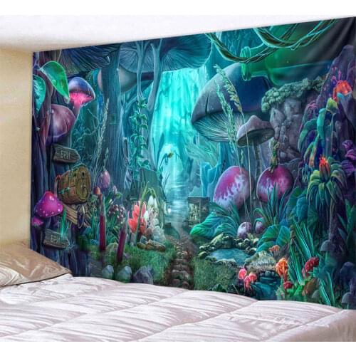 3DTrippy mushroom print tapestry hippie colorful art tapiz wall hanging tapestry psychedelic bohemian room decoration 8 sizes