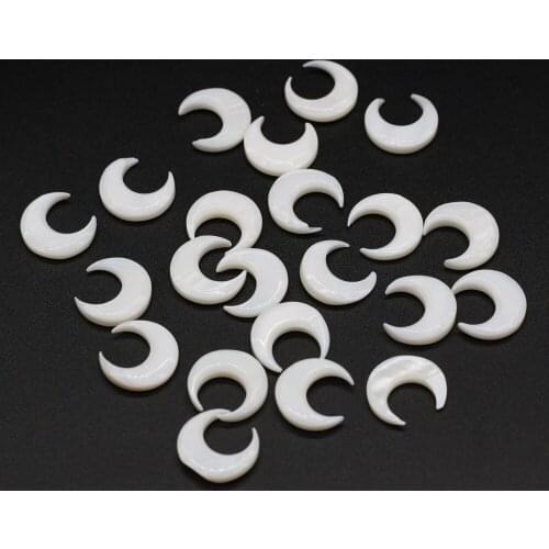 5Pc Moon Shell No Hole Beads Natural White Mother of Pearl Shell Loose Beads Charms for Jewelry Making DIY Earring Bracelet Gift
