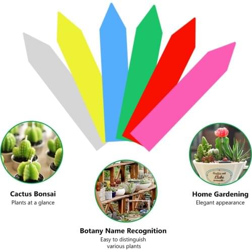 50pcs 10x2cm Plastic Plant Tags Markers Nursery Flower Pots Seedling Tags for Garden Labels Plants 6 Colors Decoration Mark Tool
