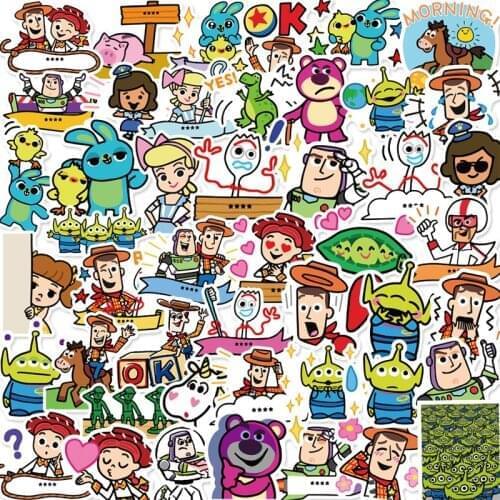 50PCs Disney Toy Story Stickers Cute Cartoon Cup Notebook Phone Waterproof Decorative Hand Account Traditional Toy Stickers