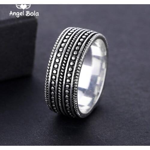 8MM Classic Mens Tire Buddha Ring Ancient Silver color Punk Rings for Male Wedding Band Jewelry Anel Masculino Bague Homme