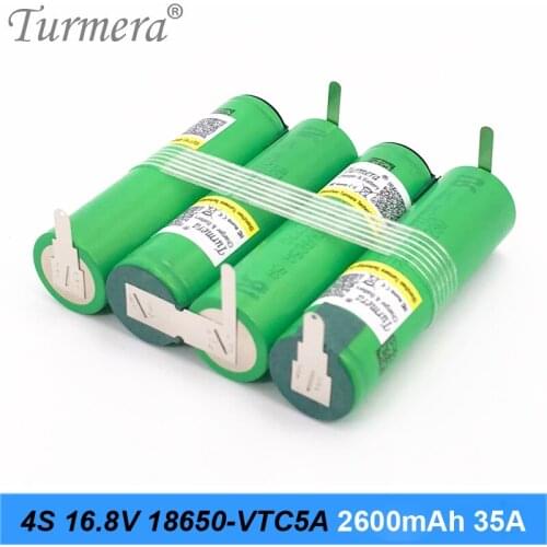 4s 16.8v 14.4v 18650 pack battery us 18650vtc5a 2600mah 35a soldering battery for screwdriver shurik battery customized