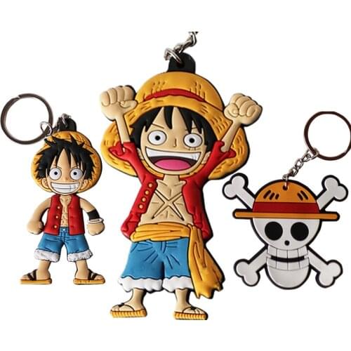2019 One Piece Men/Women Keychain Car Ring Double Sided Key Chain PVC Pendant Anime Accessories Cartoon Key Ring Cute Keyring