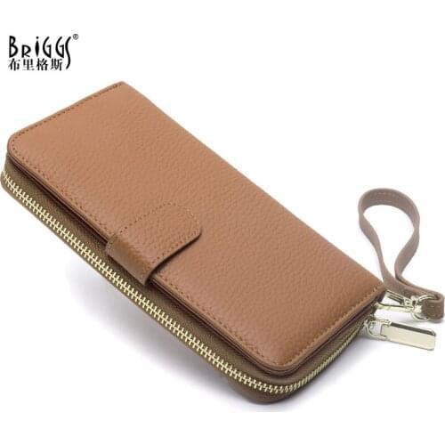 BRIGGS Brand Luxury Cow Leather Female Wallet 2021 Fashion Classic Purse Card Holder Coin Women Purse Casual Long Clutch Wallet