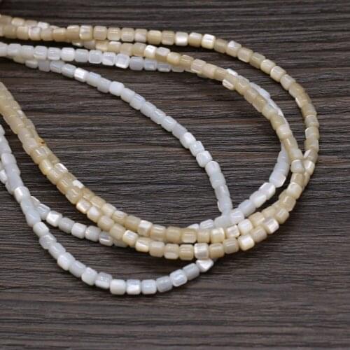 1PC Natural Shell Beaded Cylindrical Shape Loose Shell Beaded for Making DIY Jewelry Necklace Bracelet Gift Size 3.5x3.5mm
