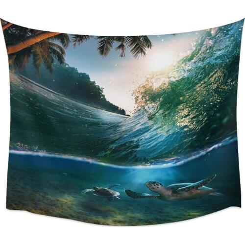 Turtle Coconut Wave Wall Tapestry Home Wall Decor Tapestry Bedroom Tapestry Wall Hanging Picnic Mat Yoga Mat