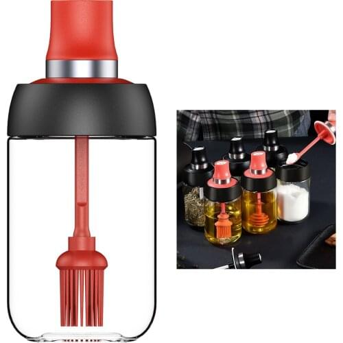 Condiment Pots Spice Jars Bottle with Spoons/Honey Pot Jar with Drippers/Oil Bottle with Brush and Lids for Oil Sugar Spices