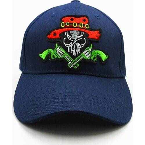 Geometric Skull Embroidery Cotton Baseball Cap Hip-hop Cap Adjustable Snapback Hats for Men and Women