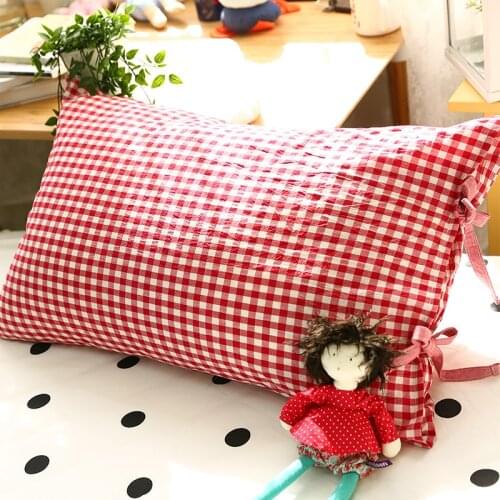 Check cotton pillow case Korean Ruffle pillow case single pillow can be customized home decoration bedding pillow case