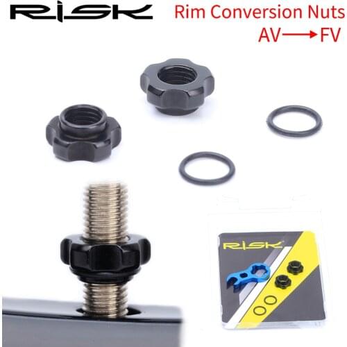 RISK Mountain Bike Schrader Valve Presta Valve Bicycle Wheel Converter Nut Rim Conversion Nut with Installation Wrench