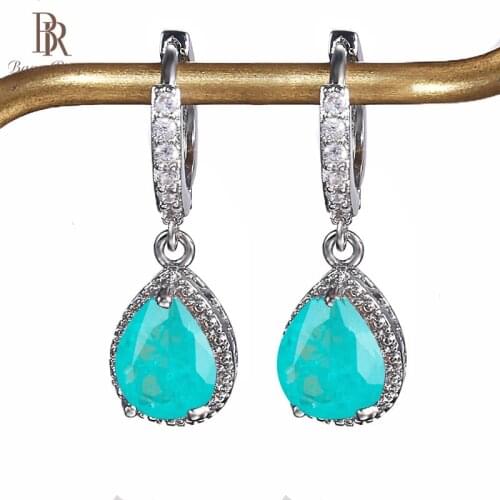 Bague Ringen Classic Paraiba Drop earring water drop shape gemstones 5a zircon silver women fine jewelry wedding party gift