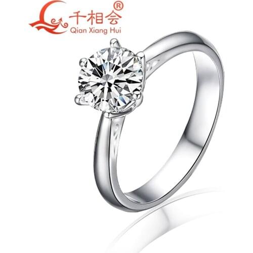 18k white gold Ring with 1ct 6.5mm round shape df color moissanite stone for Women Party Jewelry