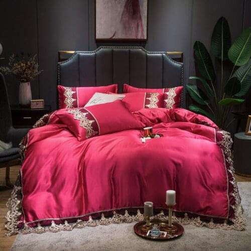 2021 Luxury 2 or 3 or 4pcs Lace Bedding Set Duvet Cover Set with Flat Sheet Zipper Closure Twin Queen King