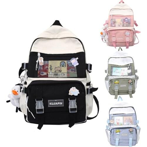 Kawaii Nylon Students School Bag Backpack Waterproof Rucksack For Teen Girls School Bag Cute Student Bookbag Travel Mochila