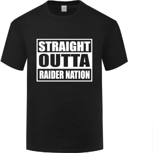 Funny Straight Outta Raider Nation Cotton T Shirt Sayings Men Round Collar Summer Short Sleeve Tshirts Tops Tees