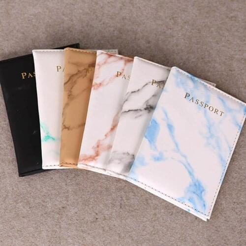 Fashion Women Men Passport Cover Marble Style Leather ID Credit Card Cover Passport Holder Packet Travel Wallet Purse Pouch
