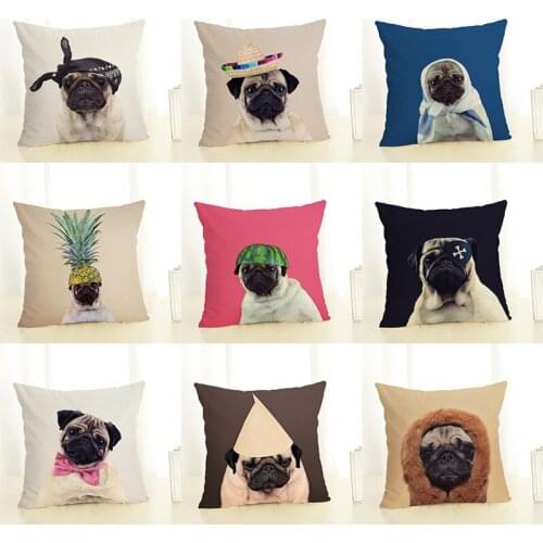 Bulldog Cushion Pillowcase Linen Cotton Linen Cartoon Printing Hugging Pillowcase Bedding Pillows Dakimakura