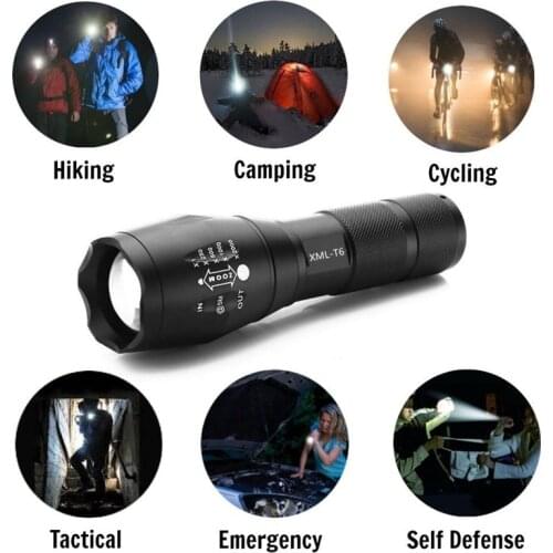 Portable Flashlight Tactical XML T6 LED Bicycle Light 5-Mode Zoomable linternas Torch by 18650 or 3*AAA cycling Front Light