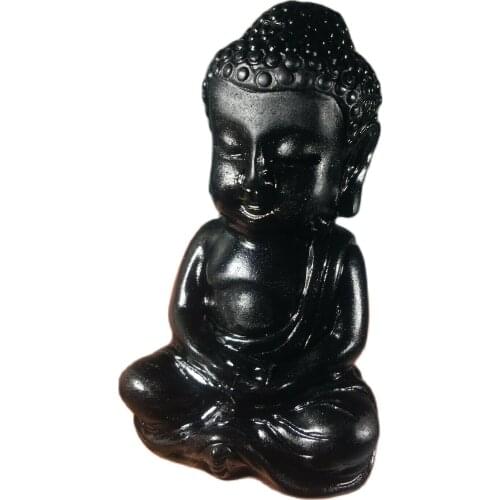 Natural Buddha Carved Quartz Crystal Obsidian Skull Healing 1PC