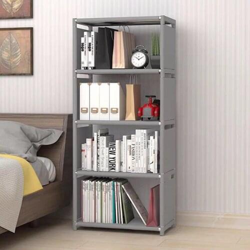 Easy Assembled Bookshelf Multilayer with rear cloth Book Shelf Bathroom Furniture Storage Shelf DIY Bookcase Organizer Shelves
