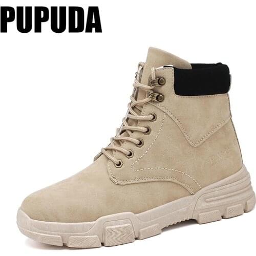 PUPUDA Classic Men Boots High Top Men Shoes Outdoor Cowboy Boots Mens Winter Casual Shoes Men Boots 2020