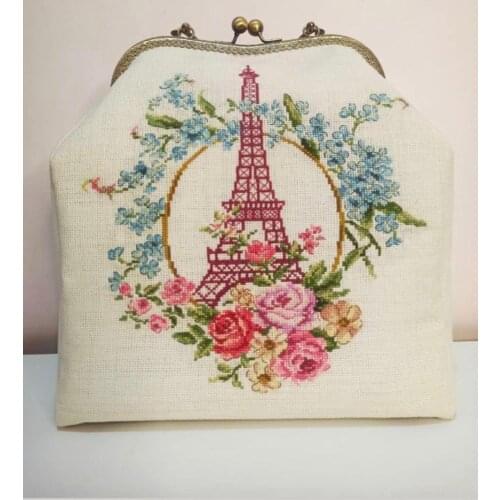 Handmade cross stitch embroidery antique bronze handle Women purses and handbags luxury clutches shoulder bags designer bag
