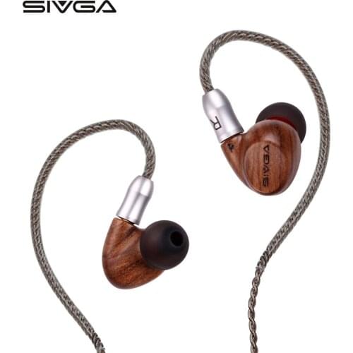 SIVGA SW001 Wooden Earphone Hifi Monitor 2 Unit Balanced Armature Earbuds Earpiece with microphone