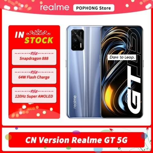CN Version Realme GT 5G Mobile Phone 6.43 inch 120Hz Super AMOLED Snapdragon 888 Octa Core 64MP Triple Camera Google Play