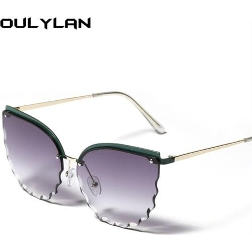 Oulylan Rimless Cat Eye Sunglasses Women Luxury Brand Deisgner Metal Frameless Sun Glasses Ladies Vintage Eyeglasses UV400