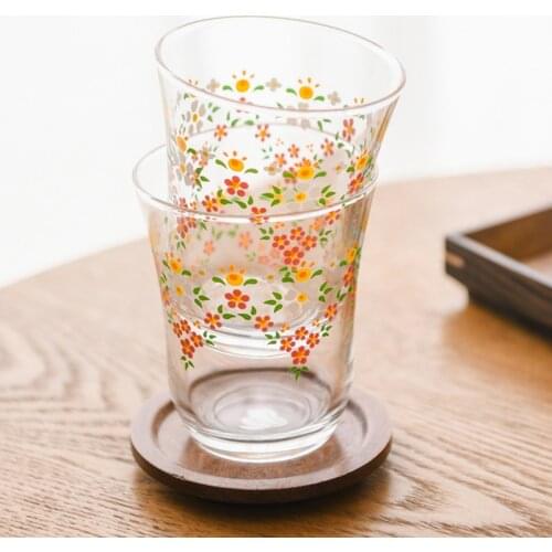 5Pcs Printing Glass Coffee Mug Creative Glass Cup Tea Milk Lemon Juice Drinking Cup Home Drinkware Latte Drinking Set Gift
