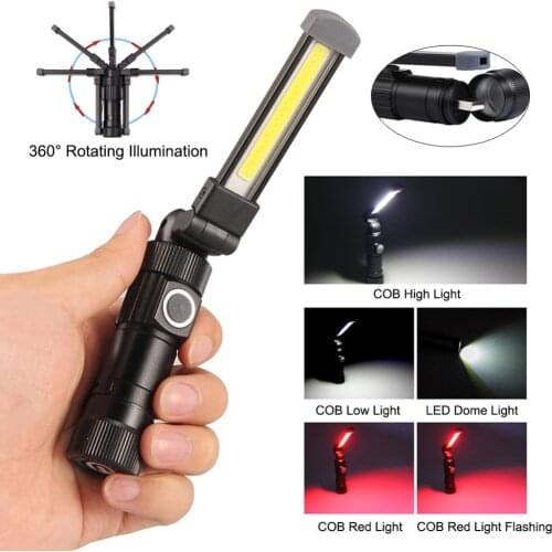 LED COB Hand Torch Working Lamp Rechargeable USB Torch Magnetic Flexible Inspection Lamp Cordless Work Light Emergency Lamp
