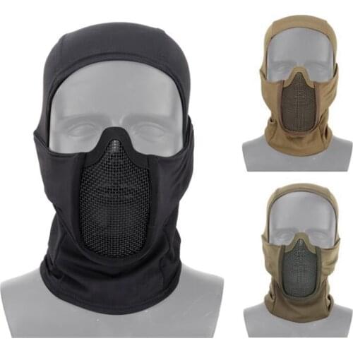 Tactical Full Face Mask Cycling Motorcycle Helmet Head scarf Army Airsoft Paintball Headgear Metal Mesh Hunting Protective Mask