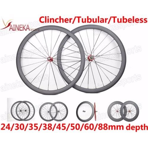 24/30/35/38/45/50/55/60/75/82/88mm Clincher Tubular Carbon Wheels Full carbon fiber wheels with NOVATEC A271SB/F372SB bike hub