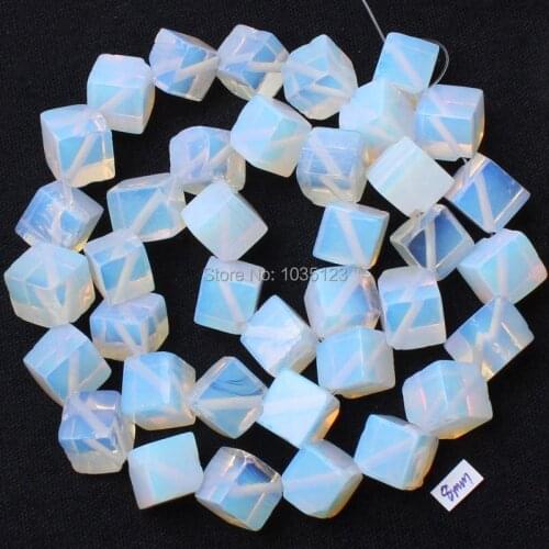 High Quality 8mm Pretty Man-made Moonstone Square Shape DIY Gems Loose Beads Strand 15" Jewelry Making w1691