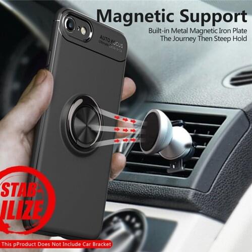 Finger Ring Protective Case For iPhone 8 Plus Case Soft Silicone Shockproof Back Cover For Apple iPhone 7 7Plus 8Plus Case Skin