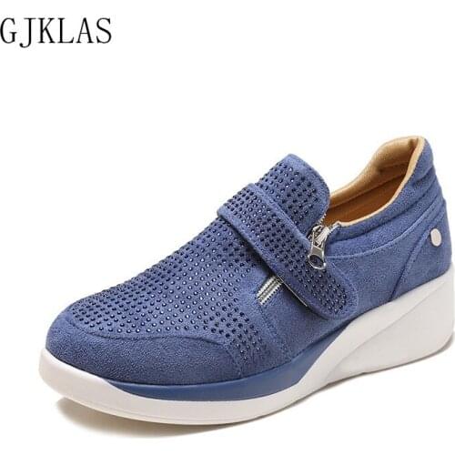 Slip on Platform Shoes for Women Suede Casual Shoes Women Chunky Sole Sneakers 43 Plus Size Women Casuales Chunky Sport Shoes