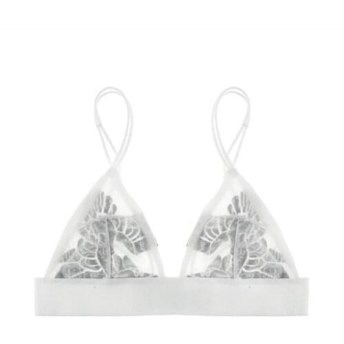 Sanderal Sexy Women Embroidery Lingerie Thin Lace Comfortable Breathable Transparent Ultra-thin Temptation Push Up Bra Underwear