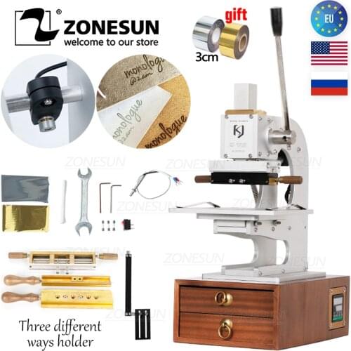 ZONESUN Multifunction Hot Foil Stamping Machine WT-90XTS Infrared Locator Leather Wood Paper Heat Press Machine with drawers