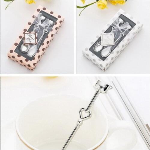 1PCS X Stainless Steel Coffee Cup Design Couple Spoons in Polka Dot Gift Box Wedding&Bridal Shower Favors