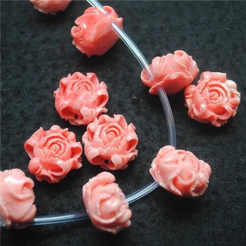 15PCS Carving Flower Beads Pink Colors Size 20MM Clay Material For Womens Fashion Necklace Designs Jewelry Finding & Accessory