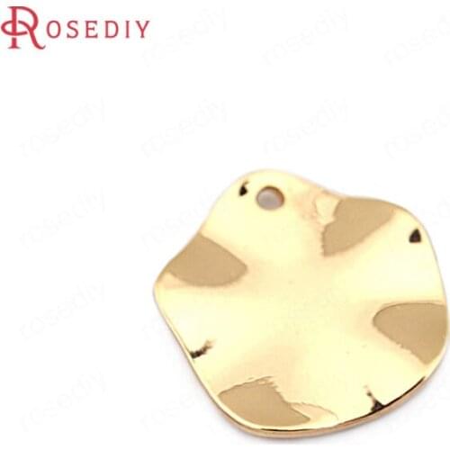33650)10PCS 15.5*15MM thickness 1MM 24K Gold Color Brass Wave Irregular Charms High Quality Diy Jewelry Findings Accessories