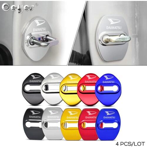 4Pcs Car Styling For Daihatsu Sirion Terios Feroza Mira Hijet Charade Door Lock Cover Emblems Stickers Auto Exterior Accessories
